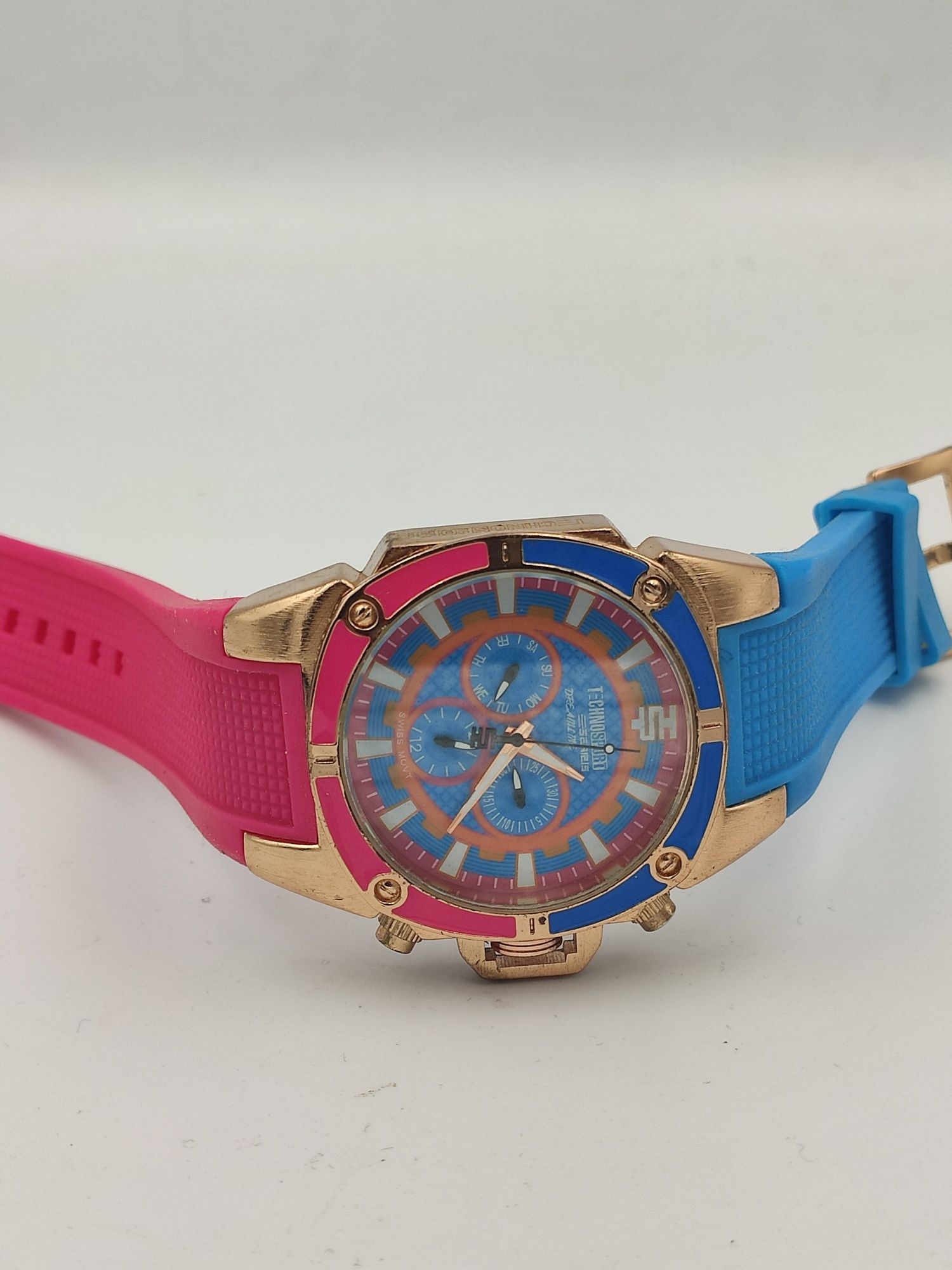Zegarek damski jak Technosport piękny niebiesko różowy