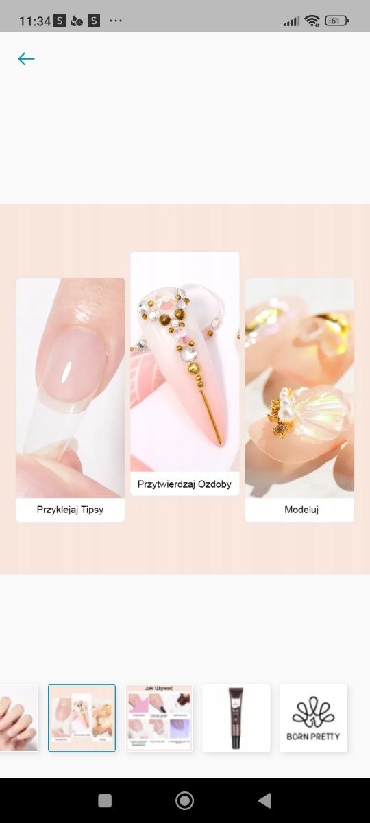 BORN PRETTY Żel Klej do Tipsów Ozdób 3 w 1 UV/LED - Tubka 15g