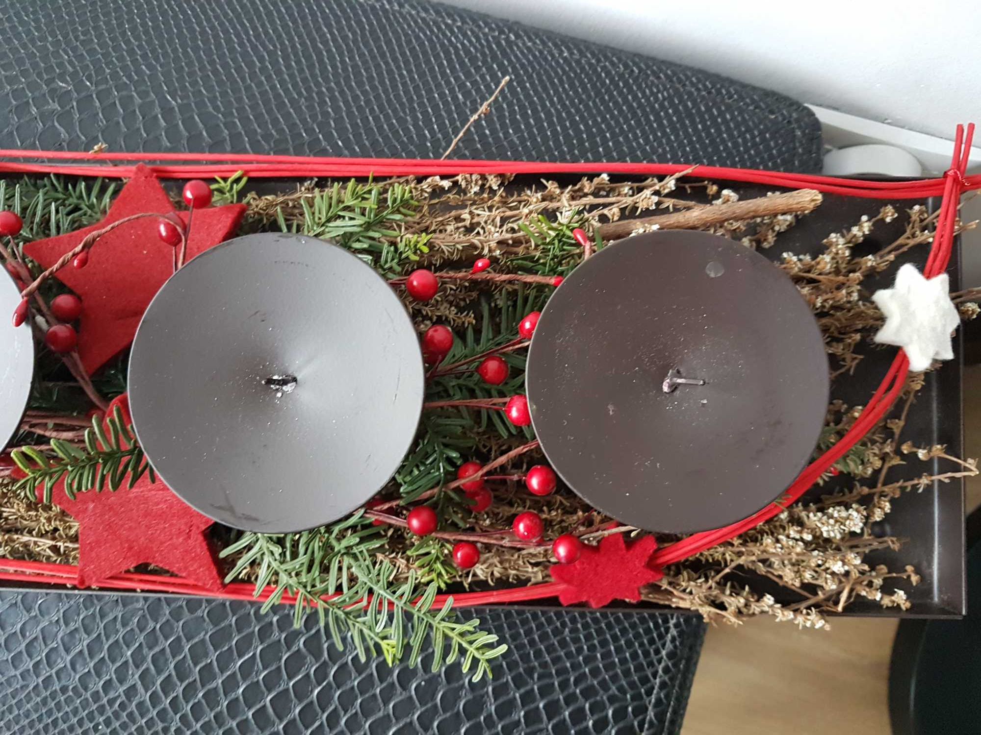 Podłużny stroik Świąteczny Adwentowy Boże Narodzenie na 4 świece