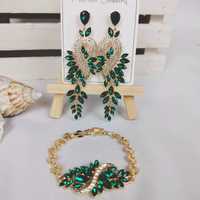 Zestawy biżuterii damskiej w kolorze złotym i zielonym