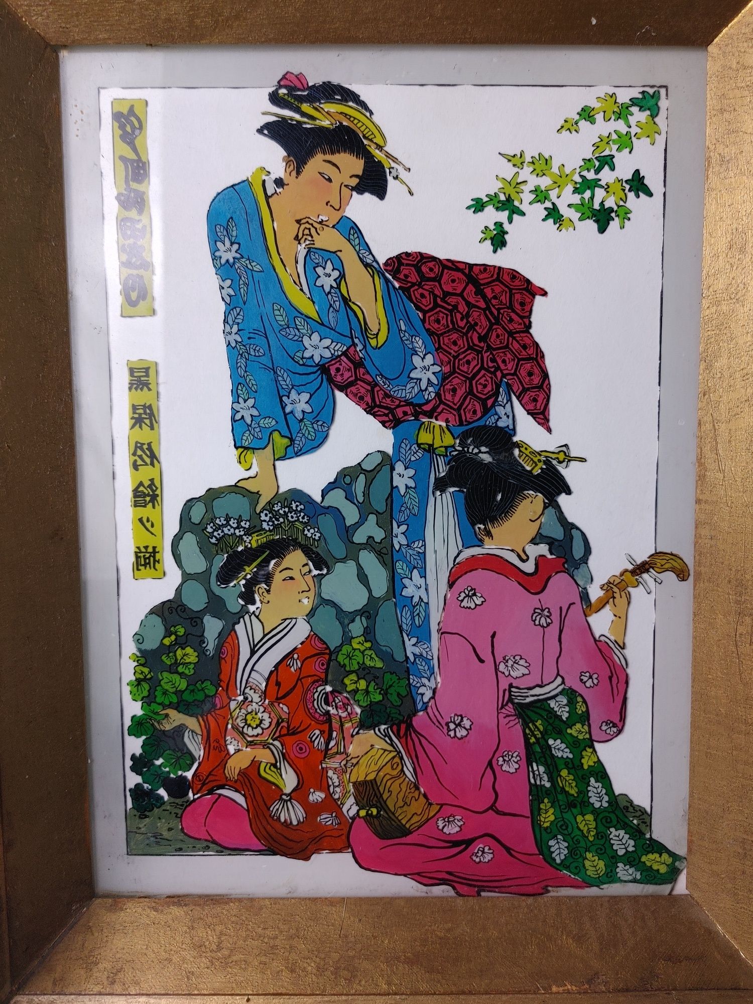Obraz malowany na szkle Japonia gejsze gejsza daleki wschód vintage
