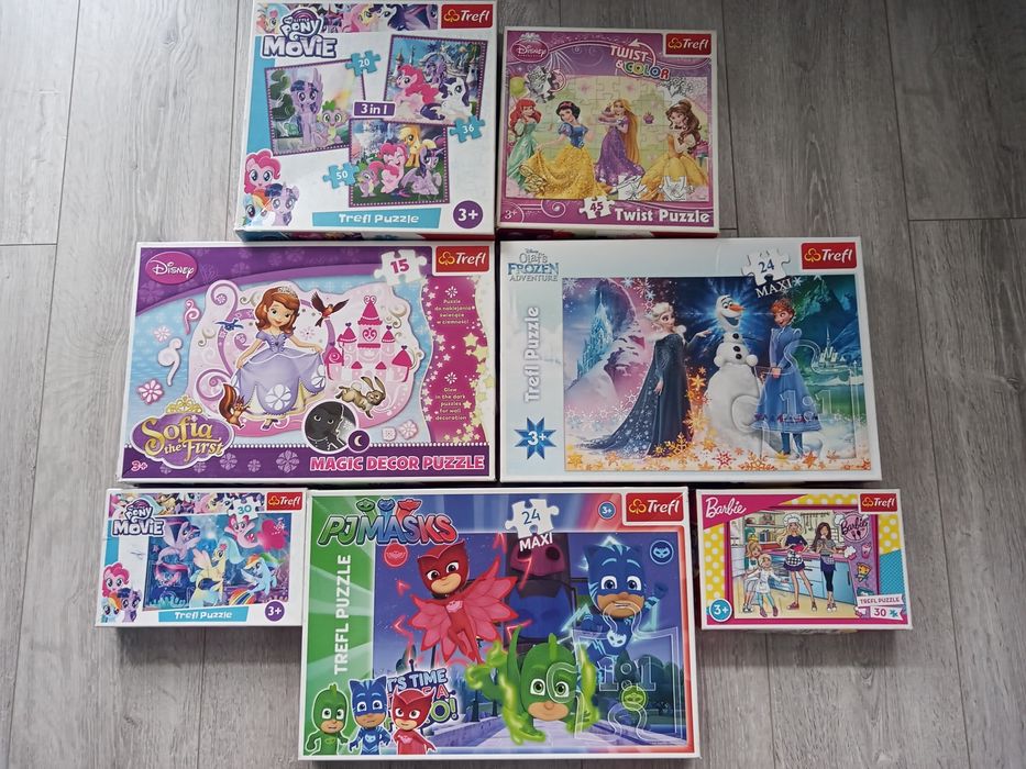 Zestaw puzzli 17 kompletow 3+4+5+i 2 gry