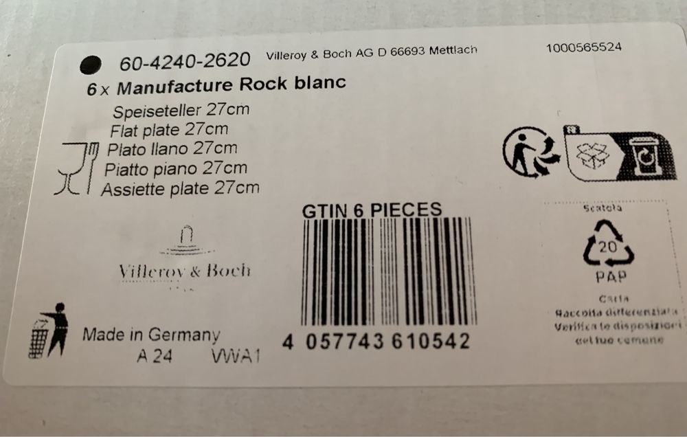 Villeroy Boch Manufacture Rock тарілка 27 см