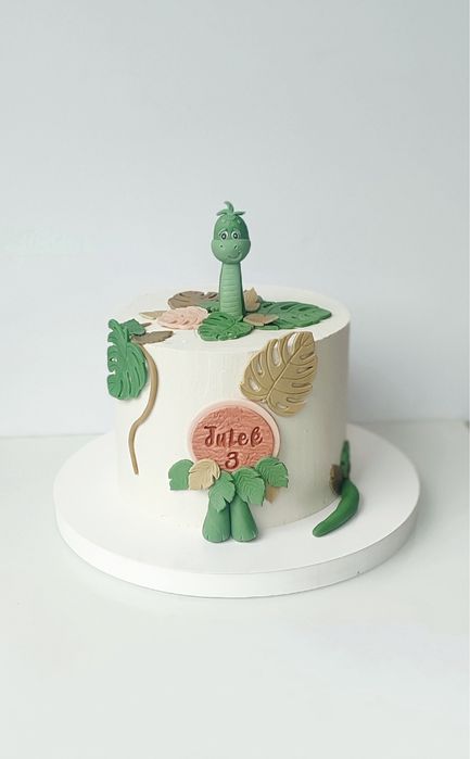 Dinozaur z masy cukrowej  liscie napis