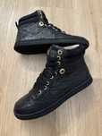 Gucci GG Monogram Black Leather High Top Sneakers 38 buty skórzane