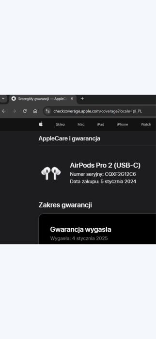 Apple Airpods 2. generacja (wersja USB-C) + Dowód zakupu