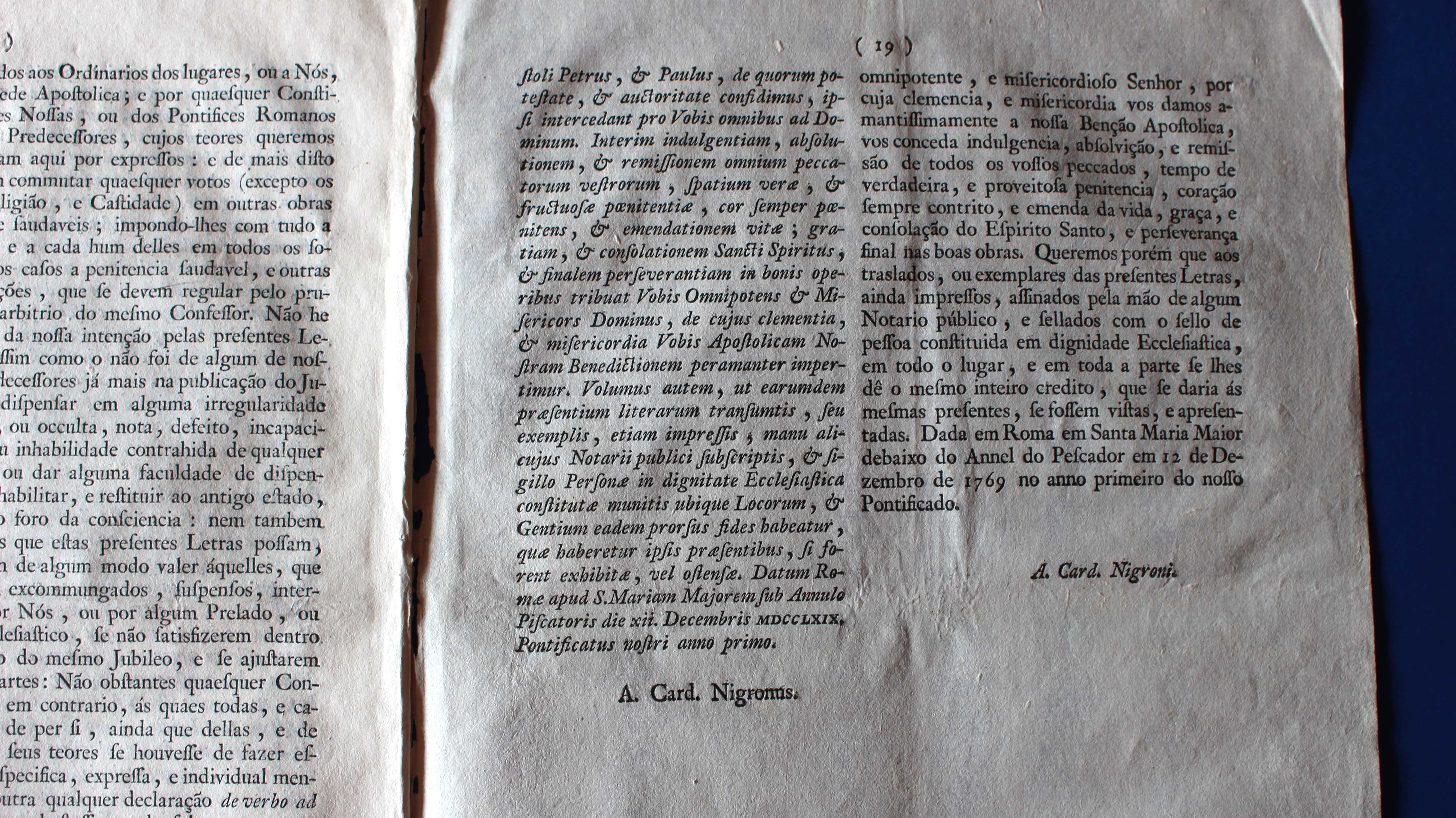 PAPA CLEMENTE XIV CARTA ENCICLICA 1770