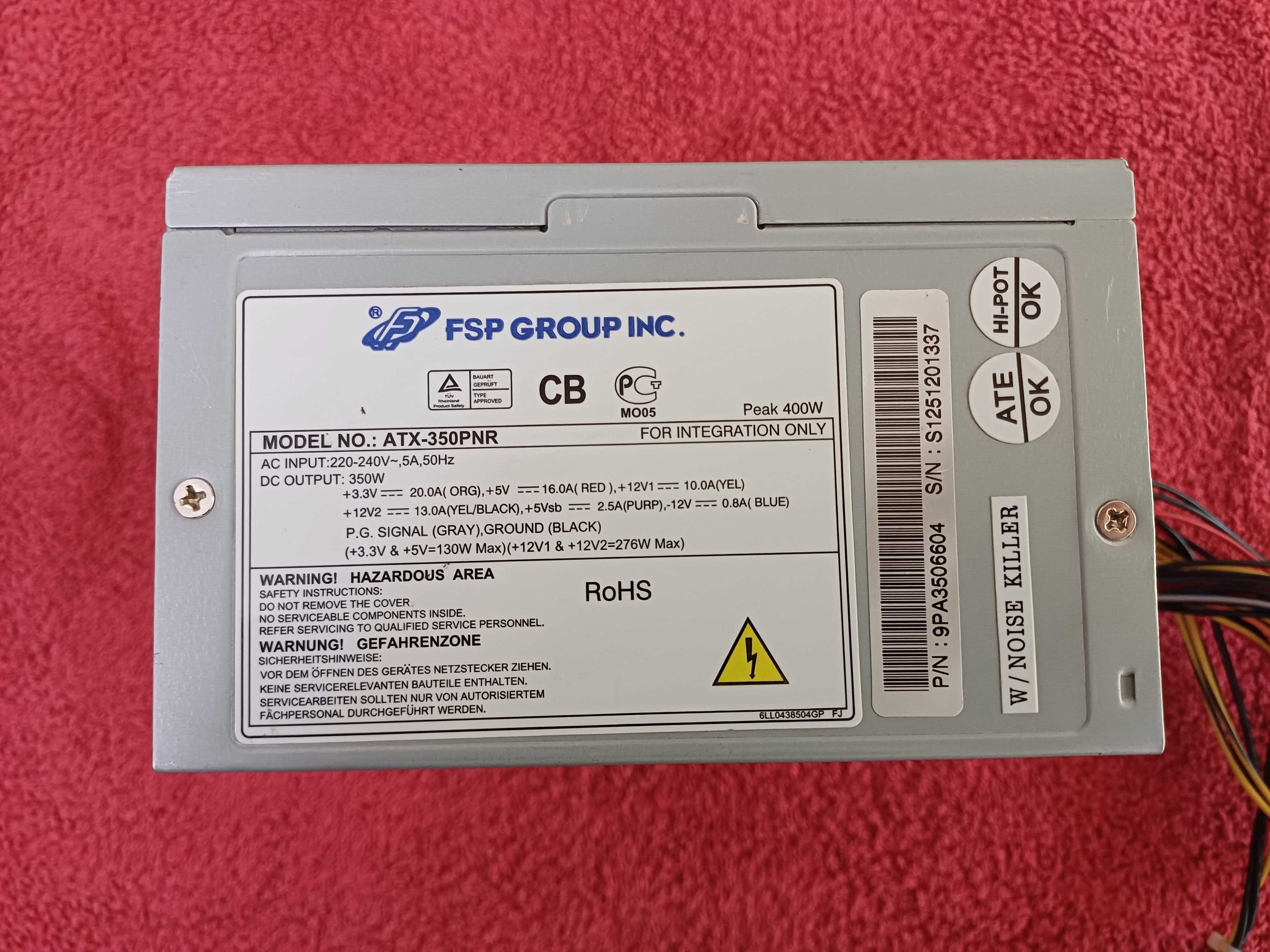 Блок питания Fsp Atx-350pnr 400w fan-120 мм.