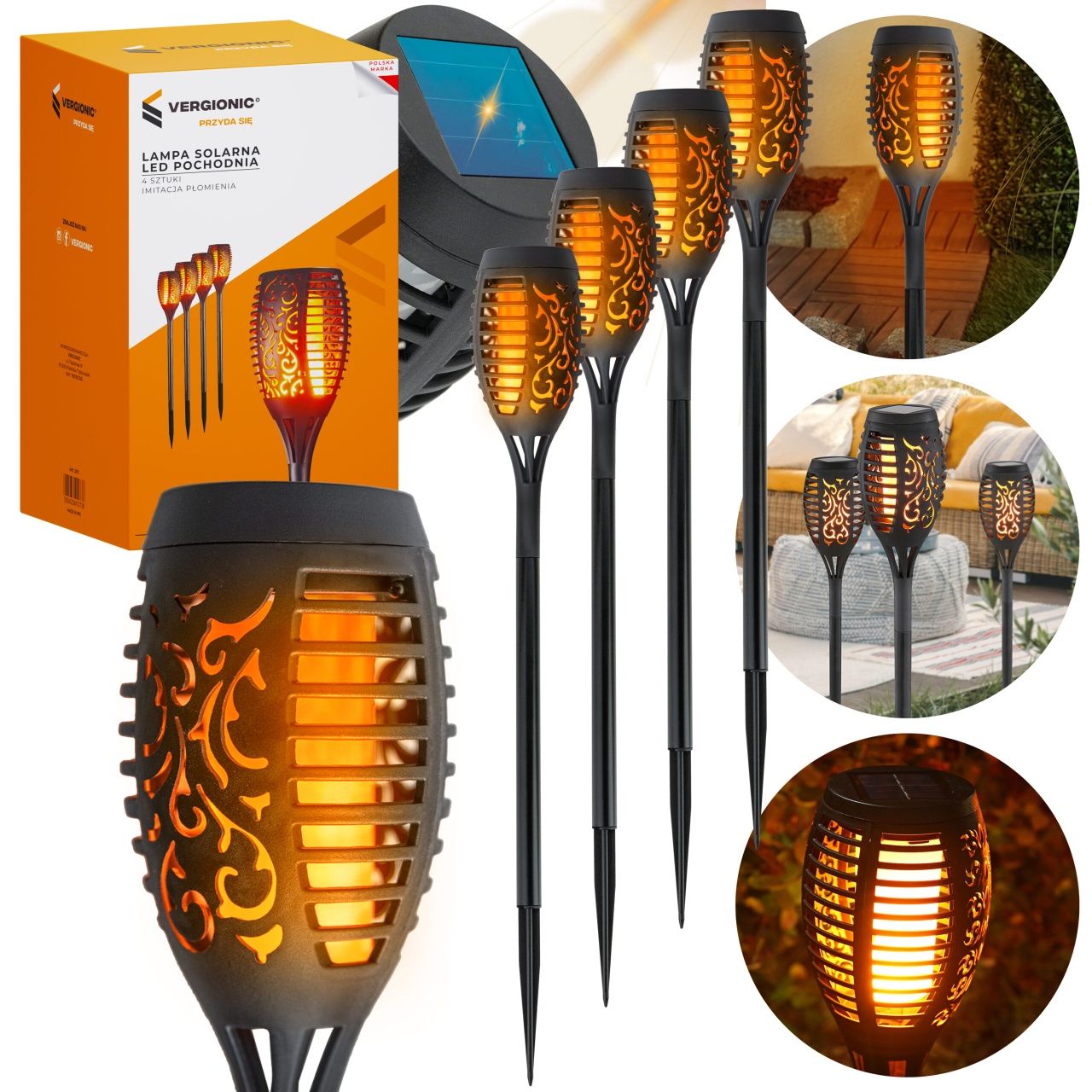 Lampa solarna do ogrodu led ogrodowa pochodnia