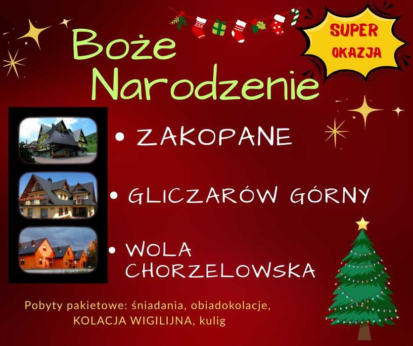 Wolne Terminy! Święta w Górach – Domki, Pokoje, Noclegi