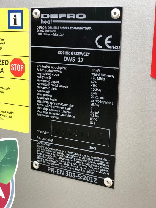 Kocioł DEFRO 17 KW węgiel drzewo