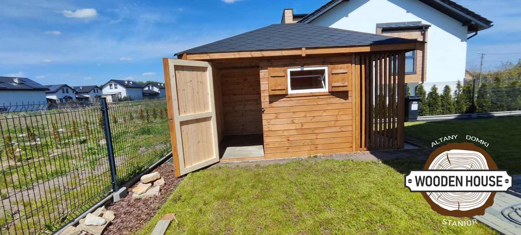 Domek narzędziowy "Świerk z Drewutnią" 3 x 4 altanystanior.pl