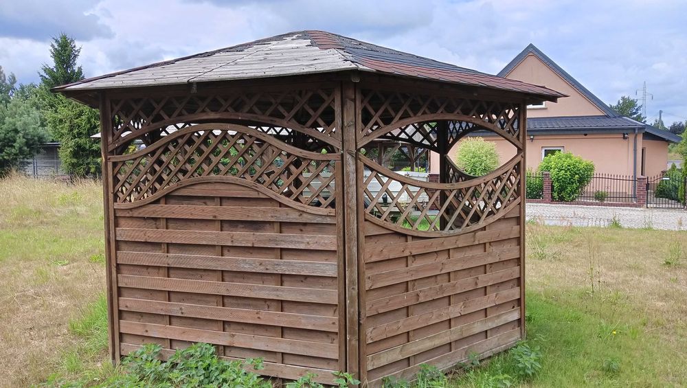 Altana PERGOLA z drewna !! 6 Kątna ALTANKA drewniana z dachem !!