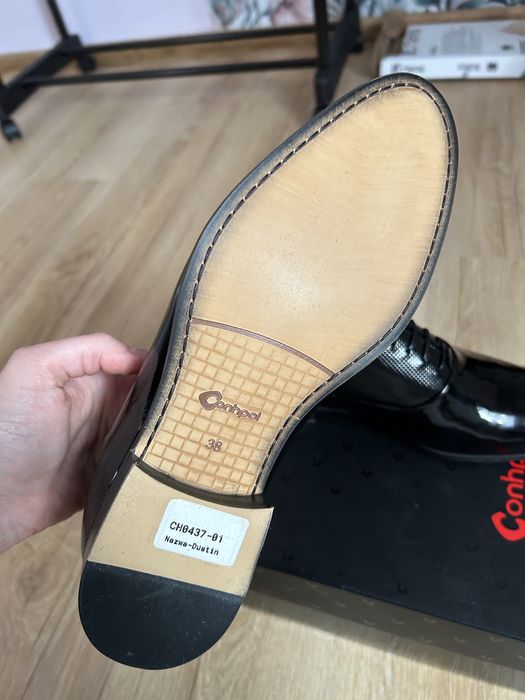 Nowe męskie buty 38 Cohnpol skóra lakierowana podwyższone 7 cm