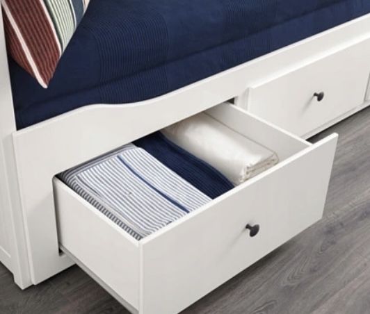Lozko ikea Hemnes z 3 szufladami rozkladane biale