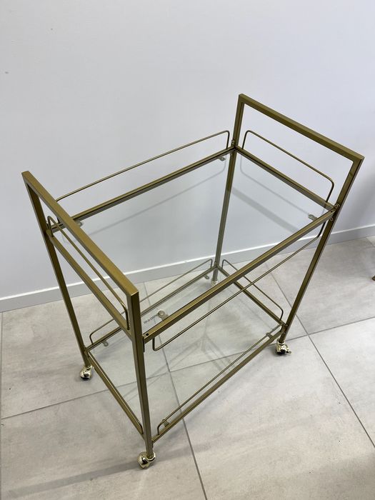 2 x ZŁOTY stolik pomocniczy na kółkach