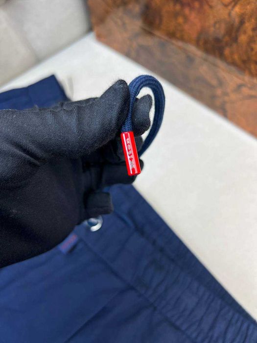 Мужские льняные брюки Kiton классические синие штаны Китон d070