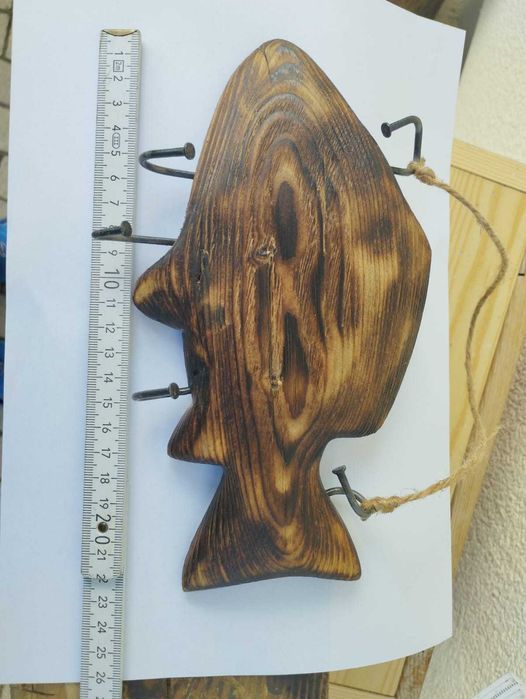 ryba wieszak handmade drewno- gadżet dla wędkarza, prezent na święta
