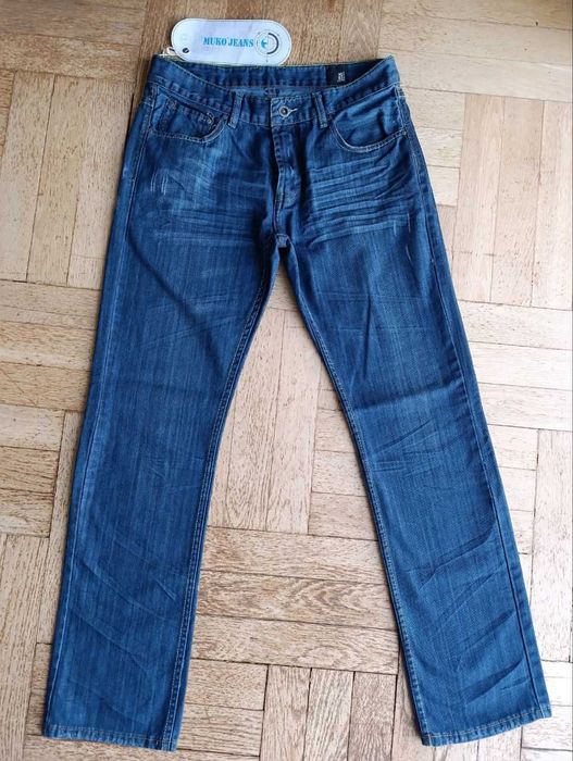Muko dżinsy Men's Fashion Jeans  Wear blue grееn rozmiar w 33 Wide
