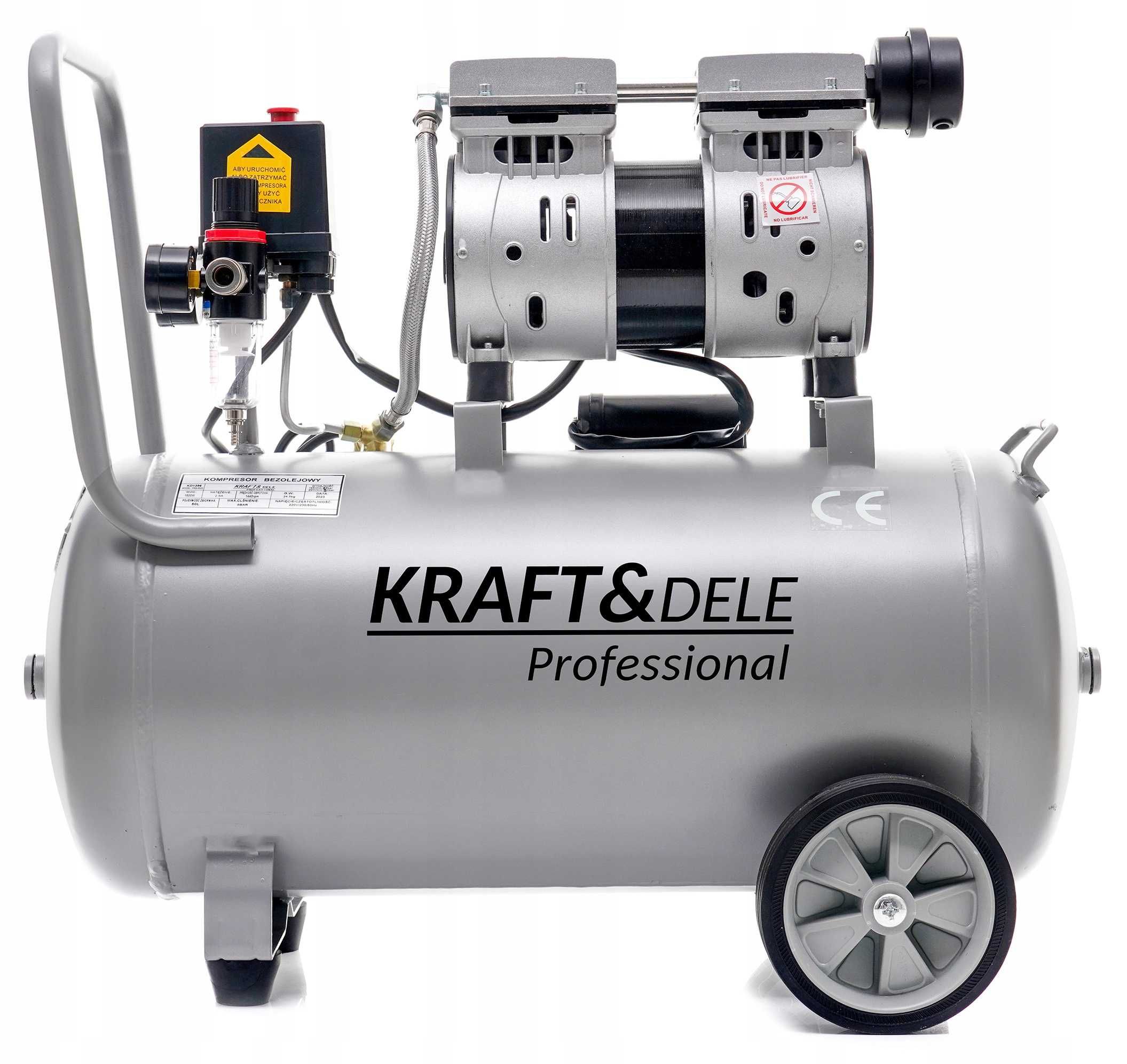 Kompresor Sprężarka Powietrza Bezolejowy 50L 1500W 1,5kw Cichy Sklep*