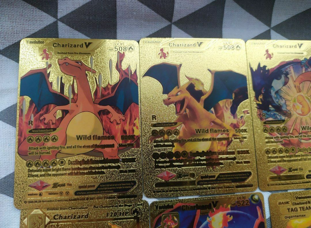 15 шт. Карточки Pokémon Charizard золотые. Золоті картки