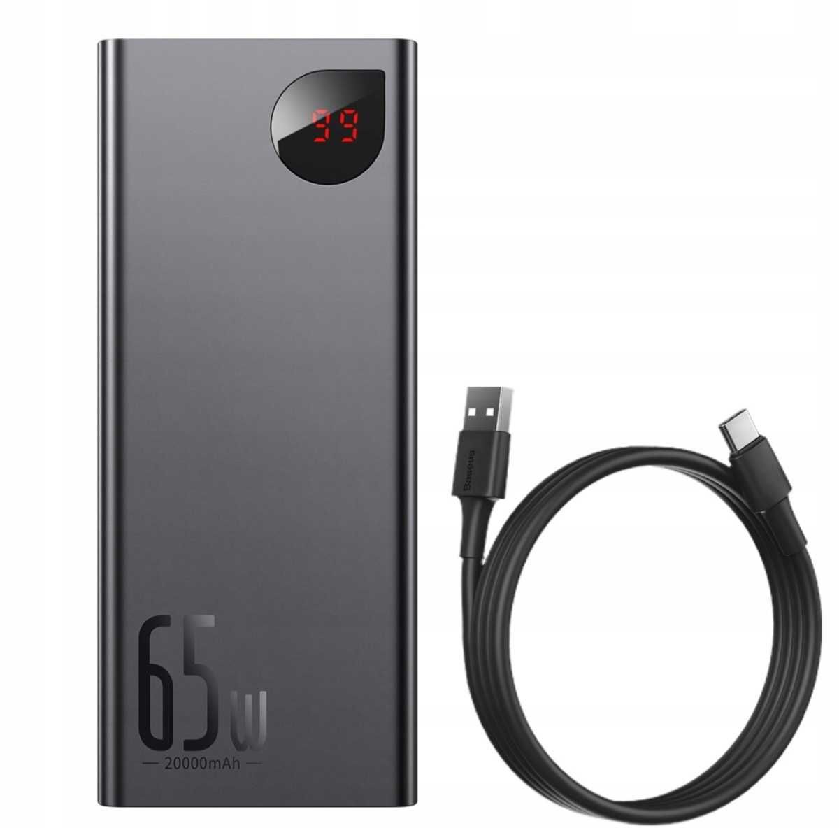 Baseus Powerbank 20000MAH 2X USB 1X USB-C PD QC 3.0 65W metalowy.
