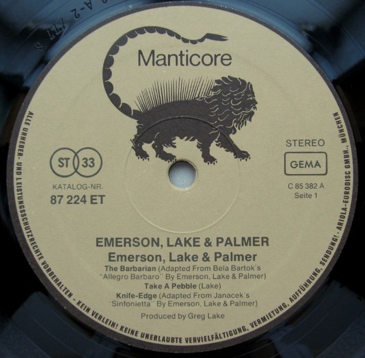 Emerson Lake & Palmer - Emerson Lake & Palmer, winyl 12'', 33 rpm, VG