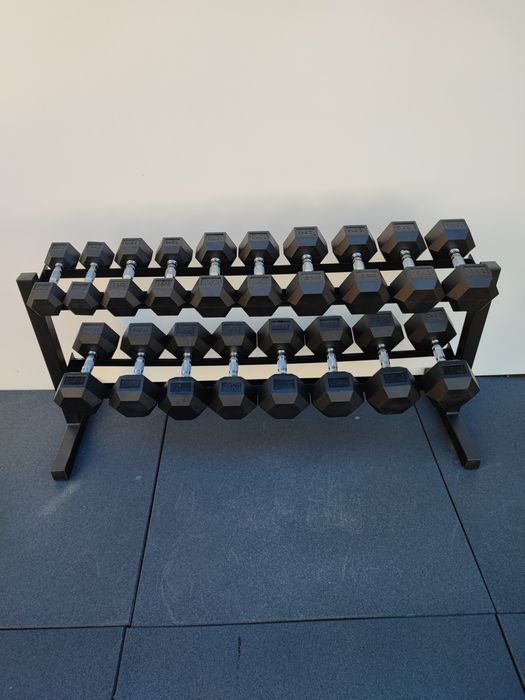 Zestaw hantli HEX od 2.5 kg do 25 kg.ze stojakiem