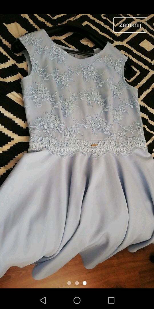 Sukienka 42 44 koronka błękitna
