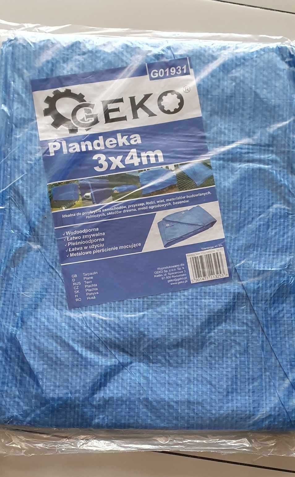 Plandeka niebieska 3 m x 4 m NOWA