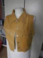 Żółta krótka jeansowa marmurkowa kamizelka kurtka Cotton Club vintage