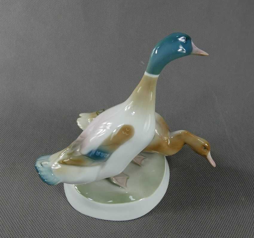 Figura porcelana para kaczek ZSOLNAY Węgry KACZKA