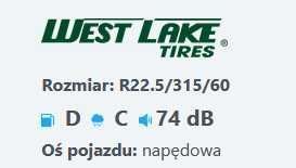 315/60R22.5 Opona ciężarowa Westlake WDL1 Napędowa