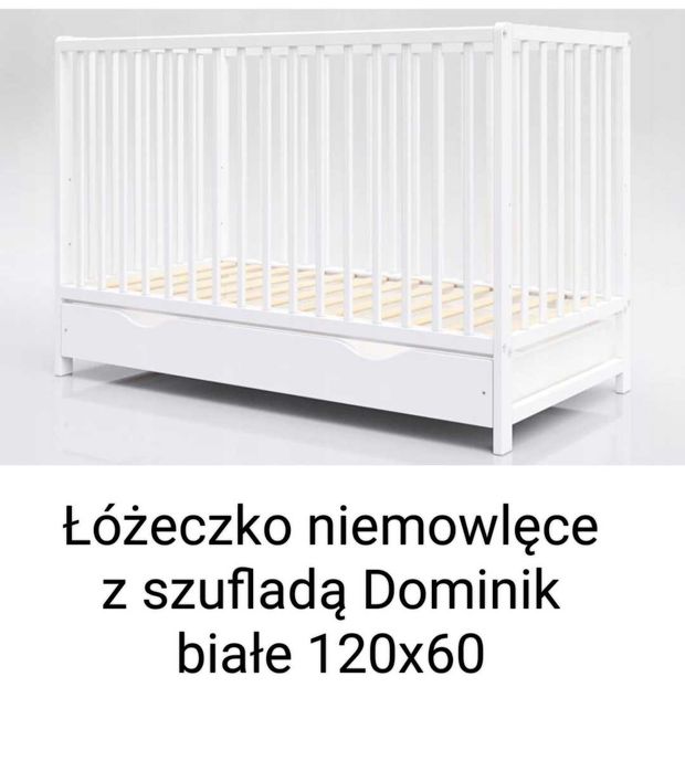 Łóżeczko Tapczanik  z szufladą DOMINIK, białe (BARIERKA DO TAPCZANIKA)