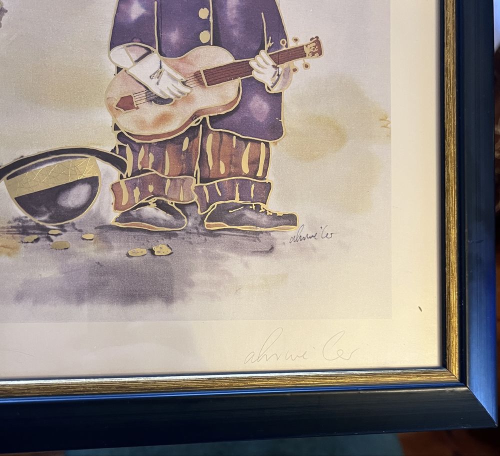 Piękna złocona grafika „Klaun” - A. Ahrweiler - galeria