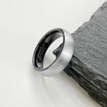 Aliança Prateada Matte com Interior Preto (6mm) em Tungsténio