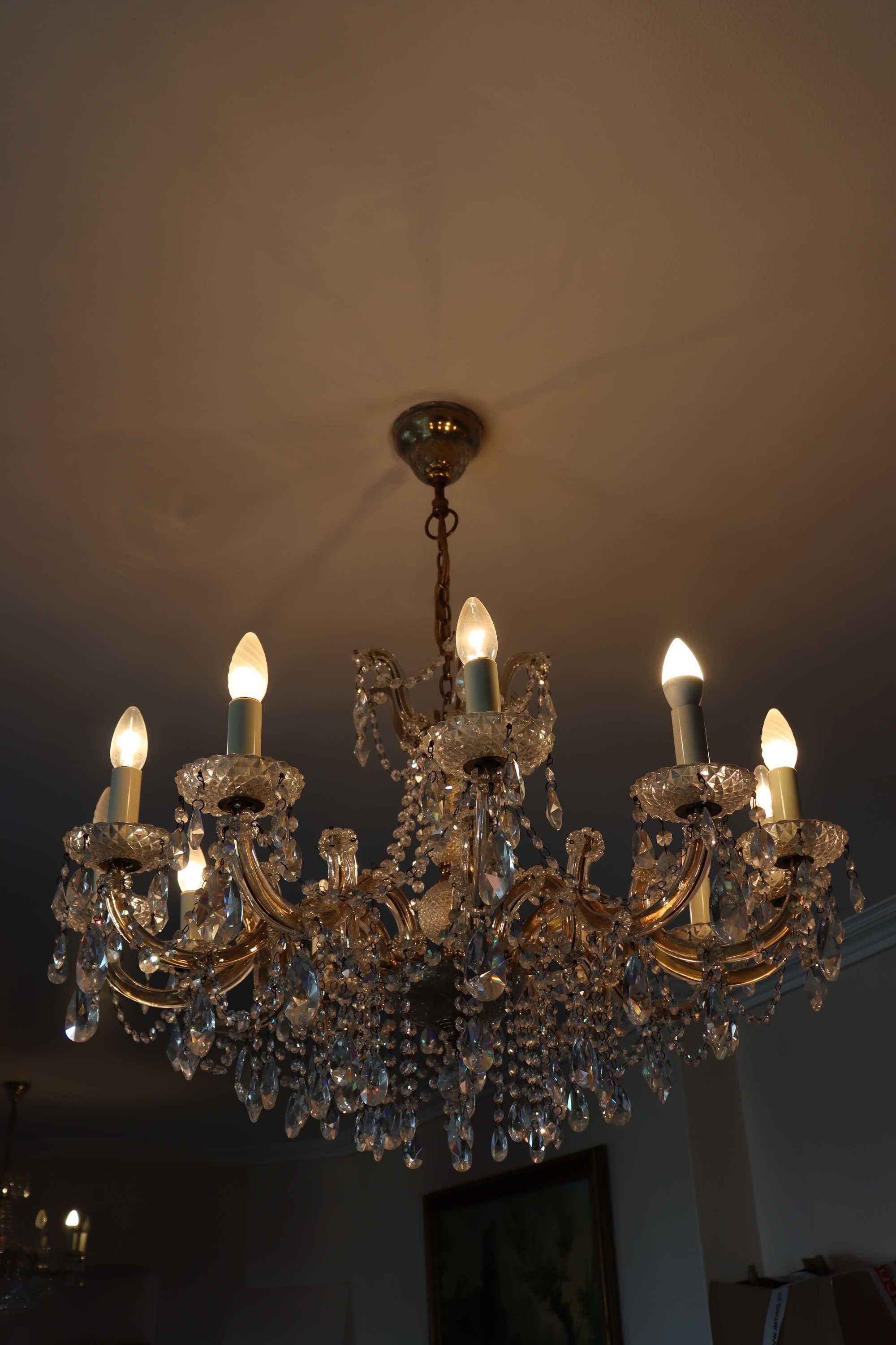 1 Lustre Clássico, Pendentes Estilo Cristal – 8 Braços