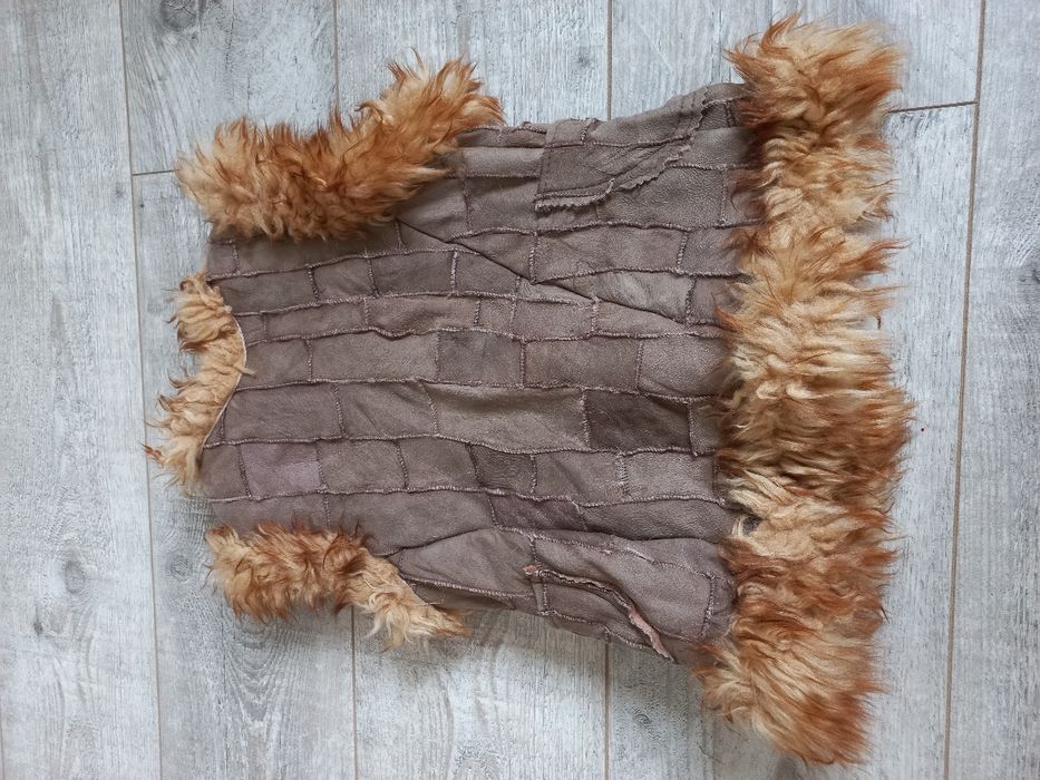 Bezrękawnik kamizelka skóra futro futerko wełna unisex onesize