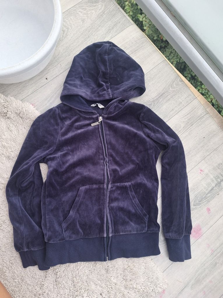 Granatowa bluza 134 140 welur