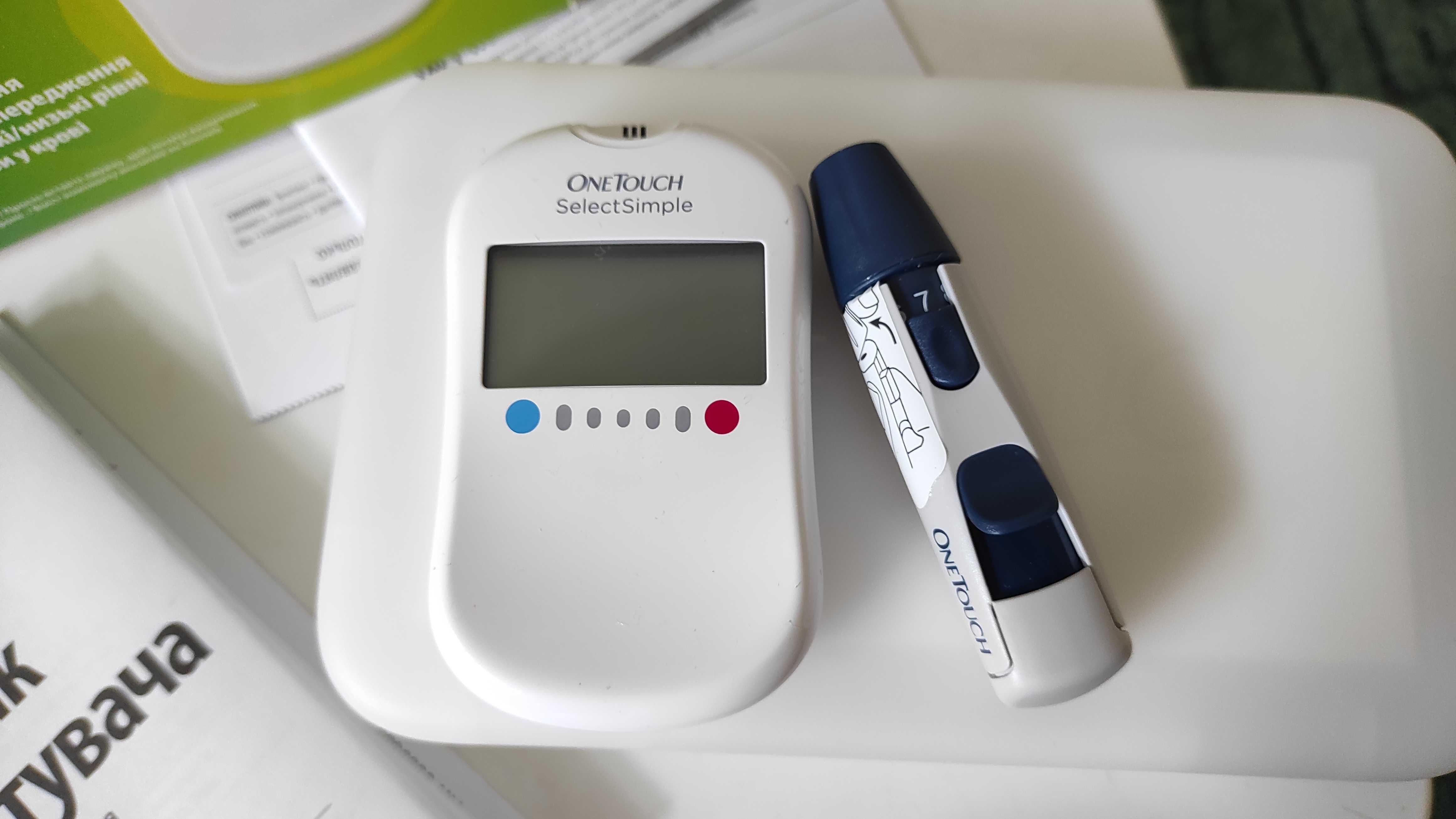 Глюкометр, пристрій для вимірювання глюкози, OneTouch, без кнопок