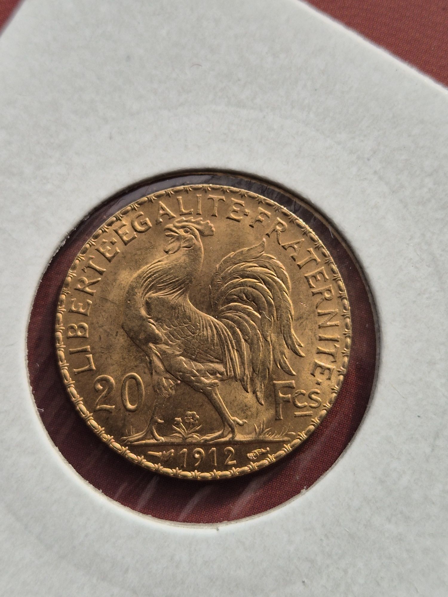 20 franków Marianna kogut Francja złota moneta 1912 mennicza