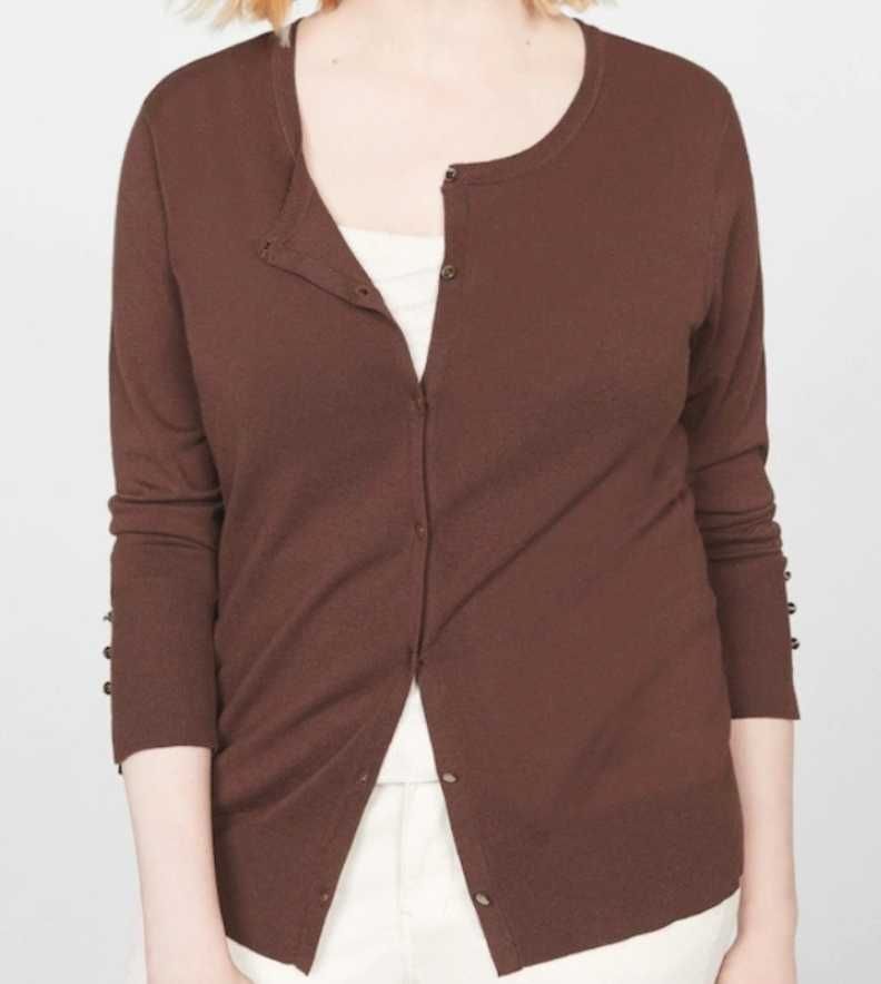 Sweter, kardigan klasyczny, brąz L/XL