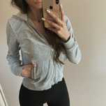 GAP szara bluza rozpinana welurowa krótka z kapturem crop top
