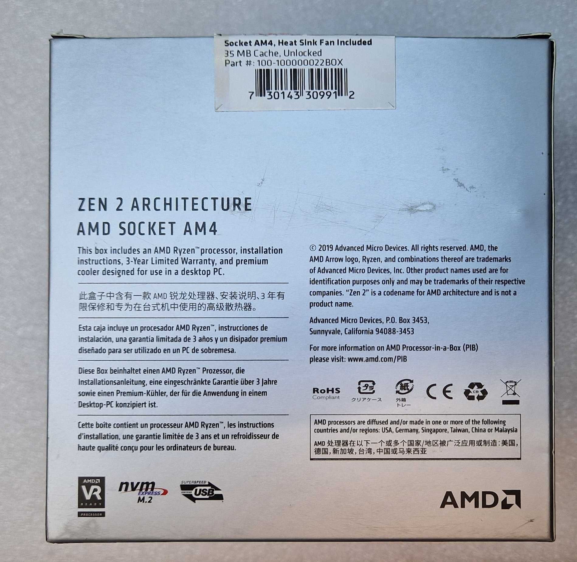 Oryginalne chłodzenie AMD RYZEN 5 3600X