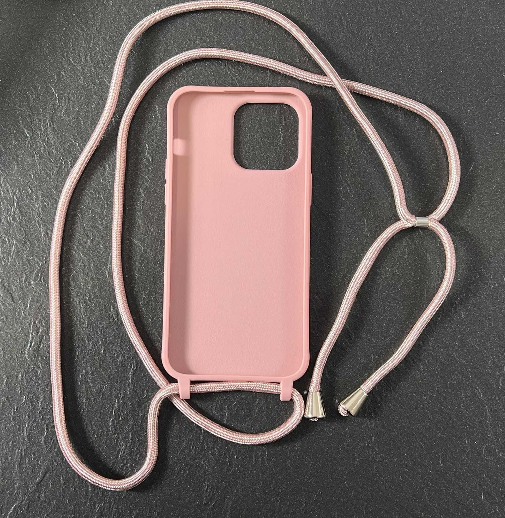 Etui Plecki na telefon komórkowy z łańcuszkiem na iPhone 14Plus różowy
