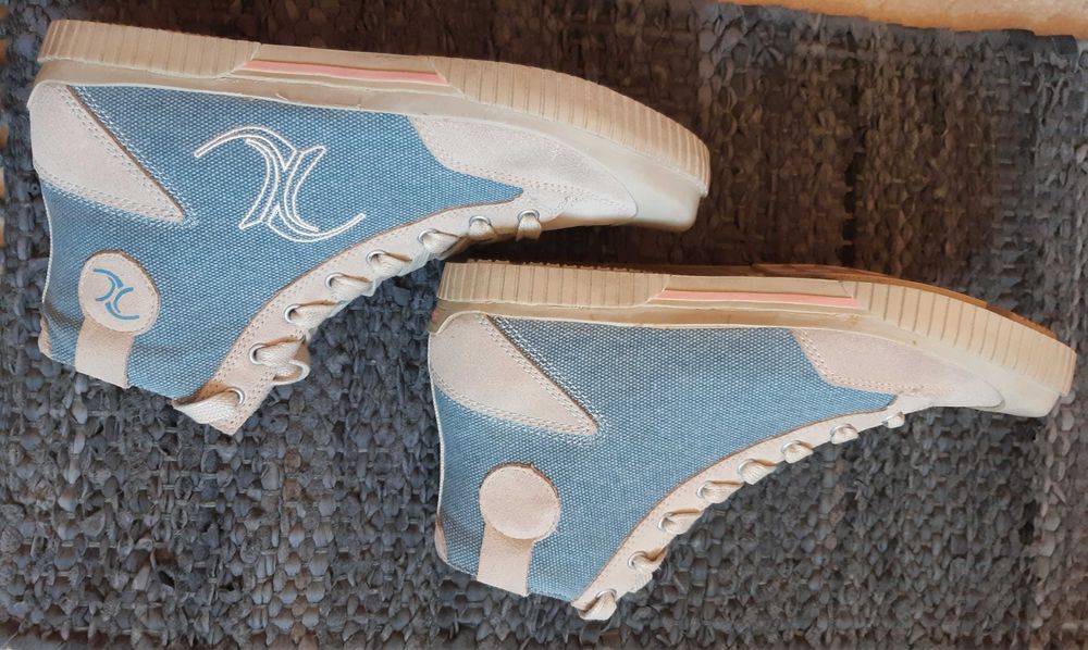 Wysokie błękitne trampki wykończone skórą naturalną Stir Crazy, roz 40