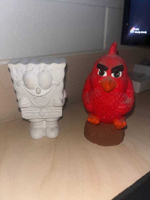 Статуэтки для раскраски • Red "Angry Birds" & Sponge Bob