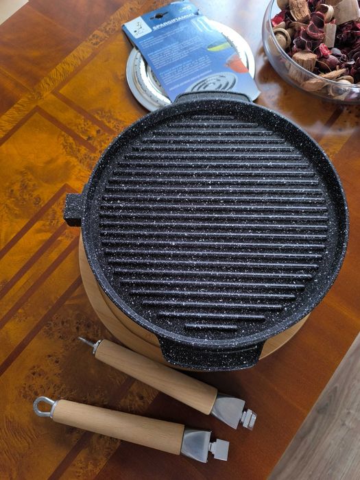 Grill okrągły włoski nowy podwójny