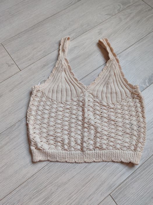 Top ażurowy ecru krem nowe H&M roz M szydełko