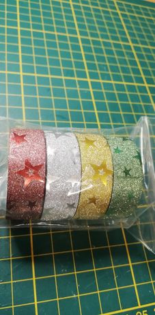 Nowe taśmy dekoracyjne washi tape 4 wzory po 5 m